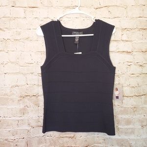 Cable & Gauge Black Woven Sleeveless Career Top